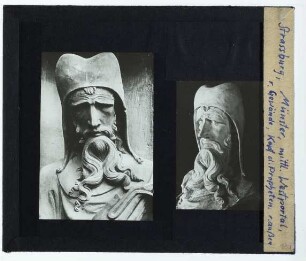 Straßburg, Münster : Mittleres Westportal, rechtes Gewände, Kopf des Propheten, rechts außen