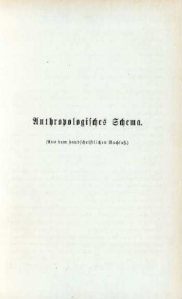 Anthropologisches Schema (Aus dem handschriftlichen Nachlaß)
