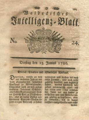 No. 24, Dinstag den 13. Junius 1786