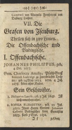VII. Die Grafen von Isenburg.