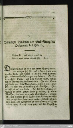 Vermischte Gedanken von Verbesserung der Oekonomie des Bauern