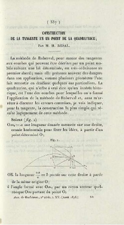 Construction de la tangente en un point de la quadratrice.