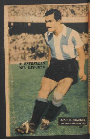 Juan C. Giménez, half derecho del Rácing Club - [Fotografía] : Estrellas del deporte