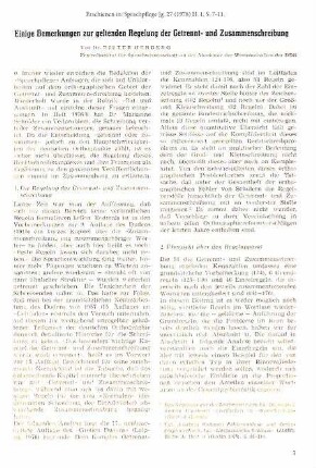 Einige Bemerkungen zur geltenden Regelung der Getrennt- und Zusammenschreibung