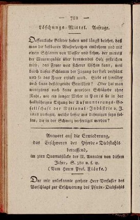 Antwort auf die Erwiederung, das Erschweren des Pferde-Diebstahls betreffend