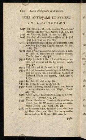 682-684, Libri Antiquarii et Numarii. In Duodecimo.