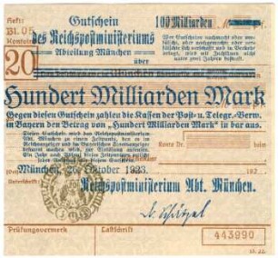 Geldschein / Notgeld, 100 Milliarden Mark, 26.10.1923