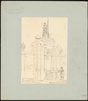 Brunnen an der neuen Residenz, Bamberg: Perspektivische Ansicht