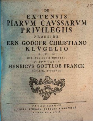 De Extensis Piarvm Cavssarvm Privilegiis