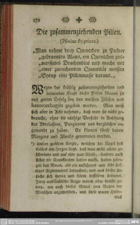 Die zusammenziehenden Pillen