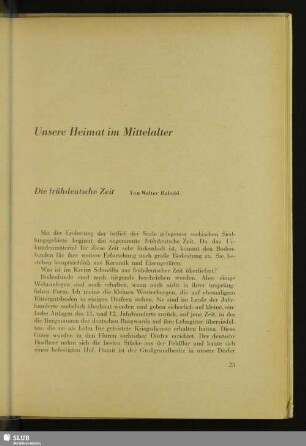 Unsere Heimat im Mittelalter