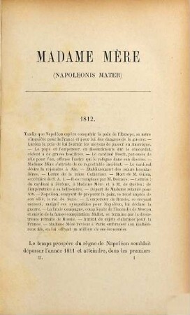 Madame Mère : (Napoleonis mater) ; essai historique, 2