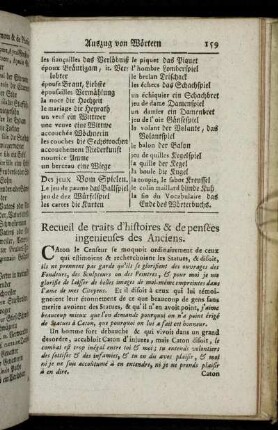 Recueil de traits d´histoires & de pensées ingenieuses des Anciens.