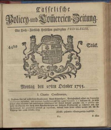 44tes Stueck, Montag den 27ten October 1755