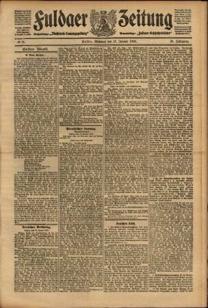 Erste Ausgabe vom Mittwoch, den 27. Januar 1909.