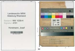 Entnazifizierung Josef Horstmann , geb. 13.08.1899 (Weber)