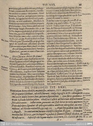 De Obeliscis Tit. XXXI.