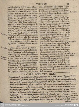De Obeliscis Tit. XXXI.