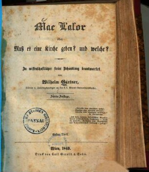 Mac Lalor oder muß es eine Kirche geben? Und welche?, 1