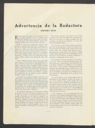 Advertencia de la Redactora