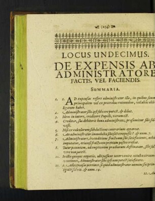 Locus Undecimus. De Expensis Ab Administratore Factis, Vel Faciendis.
