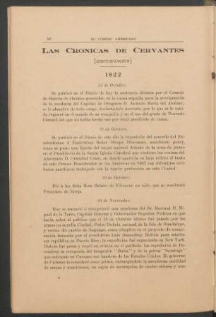 Las crónicas de Cervantes - [Continuación] : 1822