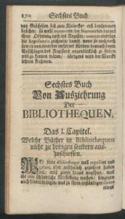 Sechstes Buch Von Ausziehrung Der Bibliothequen.