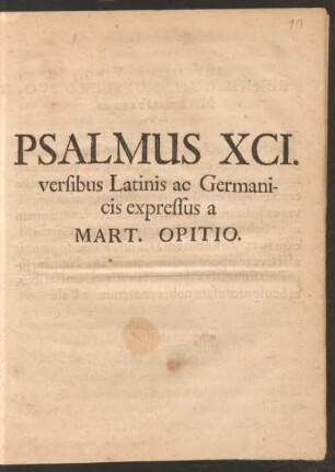 Psalmus XCI. versibus Latinis ac Germanicis expressus