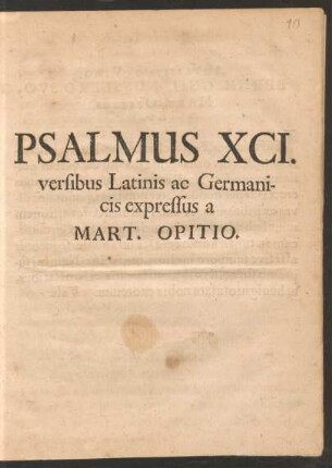 Psalmus XCI. versibus Latinis ac Germanicis expressus