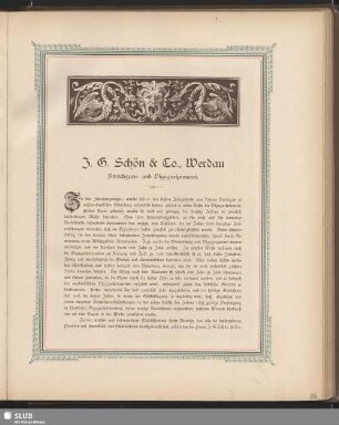 J. G. Schön & Co., Werdau Streichgarn- und Vigognespinnerei