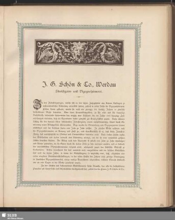 J. G. Schön & Co., Werdau Streichgarn- und Vigognespinnerei