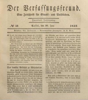 № 52. Cassel, den 30. Juni 1832.