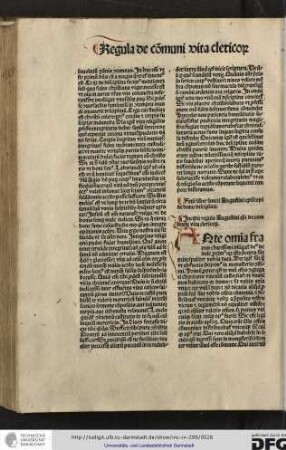 Incipit regula Augustini episcopi de communi vita clericorum.