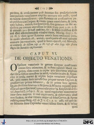 Caput VI. De Objecto Venationis.