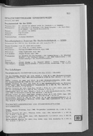 II.3 Senatsunmittelbare Einrichtungen