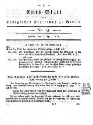 No. 13, 7. April 1819