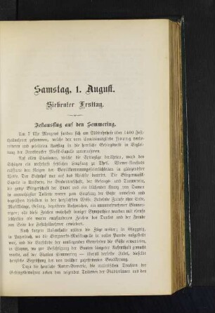 Samstag, 1. August. Siebenter Festtag.
