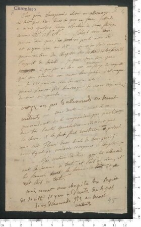 Briefsammlung von Anne Louise Germaine de Staël-Holstein und Adelbert von Chamisso an Anne Louise Germaine de Staël-Holstein und Adelbert von Chamisso
