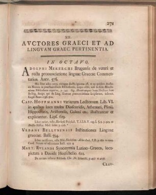 XII. Avctores Graeci Et Ad Lingvam Graec. Pertinentia.