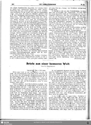 Briefe aus einer besseren Welt (I)