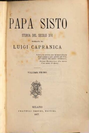 Papa Sisto storia del secolo XVI, 1