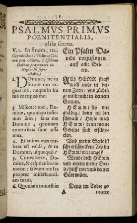 Psalmus Primus Poenitentialis, alias sextus.