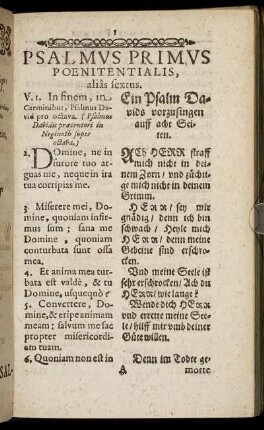 Psalmus Primus Poenitentialis, alias sextus.