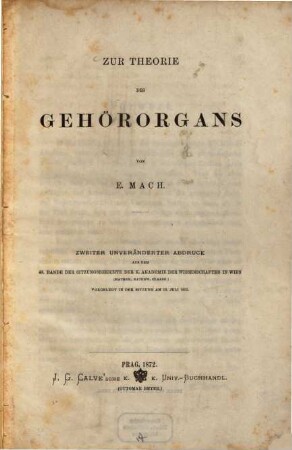 Zur Theorie des Gehörorgans