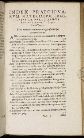 Index Praecipuarum Materiarum