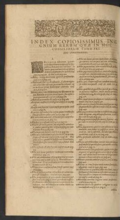 Index Copiosissimus Insignium Rerum Quae In Hoc Consiliorum Tomo Primo continentur.
