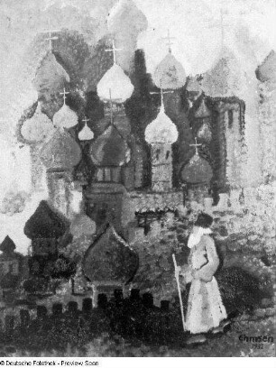 Alter Russe vor Kathedralen (Kathedrale mit Pope)