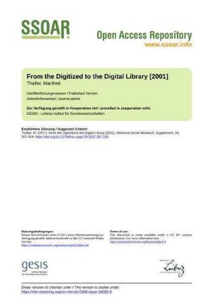 From the Digitized to the Digital Library [2001]