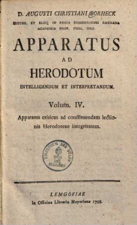 Apparatus ad Herodotum intelligendum et interpretandum, 4. Apparatus criticus ad constituendam lectionis Herodoteae integritatem