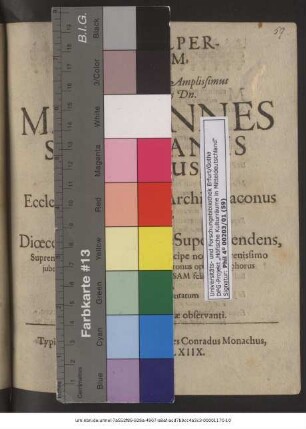 Salve Hilperhusanum : Cum Plurimum Reverendus, Amplissimus ... M. Johannes Sebastianus Güthius, hactenus Ecclesiae Meiningensis Archi-Diaconus meritissimus, Nunc Dioeceseos Hilperhusanae Superattendens, Supremo Numine dirigente, & Principe nostro Serenissimo iubente, designatus ac confirmatus, Patronus optimus, Ephorus exoptatissimus Hilperhusam feliciter ingressus esset, Adornatum, & repraesentatum a Triga Praeceptorum Scholae Observanti